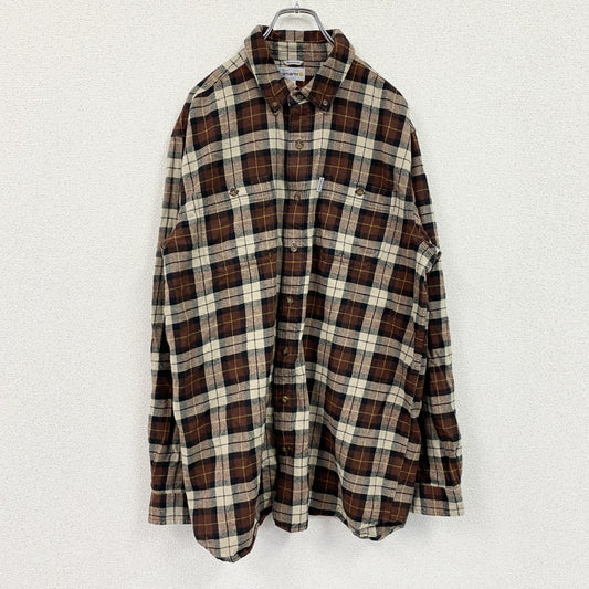 Carhartt　カーハート　長袖ネルシャツ　ボタンダウンシャツ　茶色　ブラウン　XLサイズ