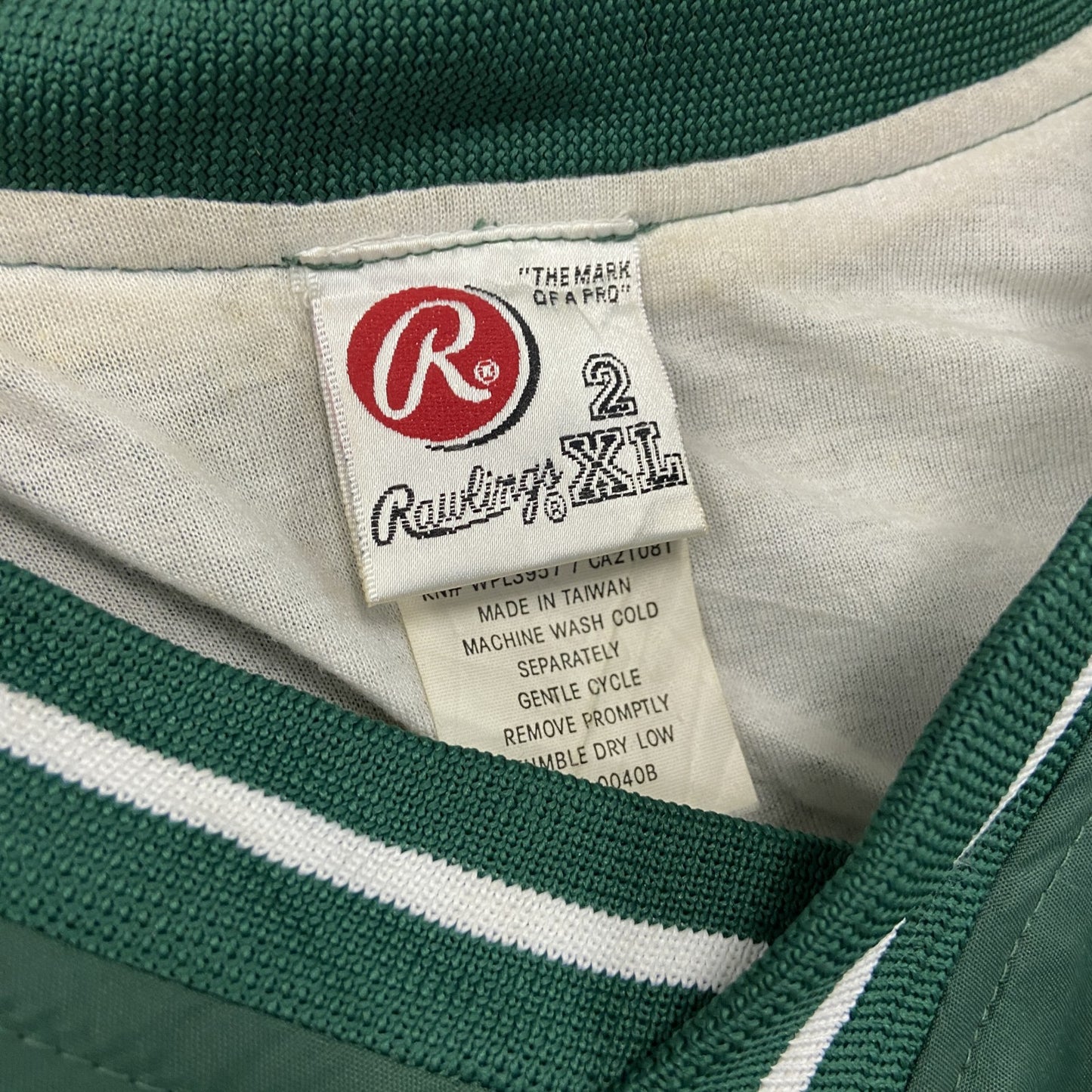 90s～　Rawlings　ローリングス　ナイロンプルオーバージャケット　深緑　ディープグリーン　XLサイズ