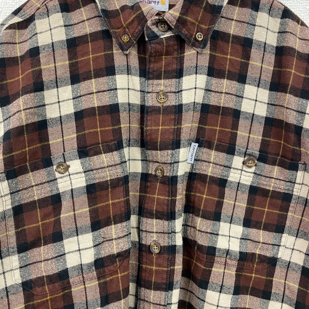 Carhartt　カーハート　長袖ネルシャツ　ボタンダウンシャツ　茶色　ブラウン　XLサイズ