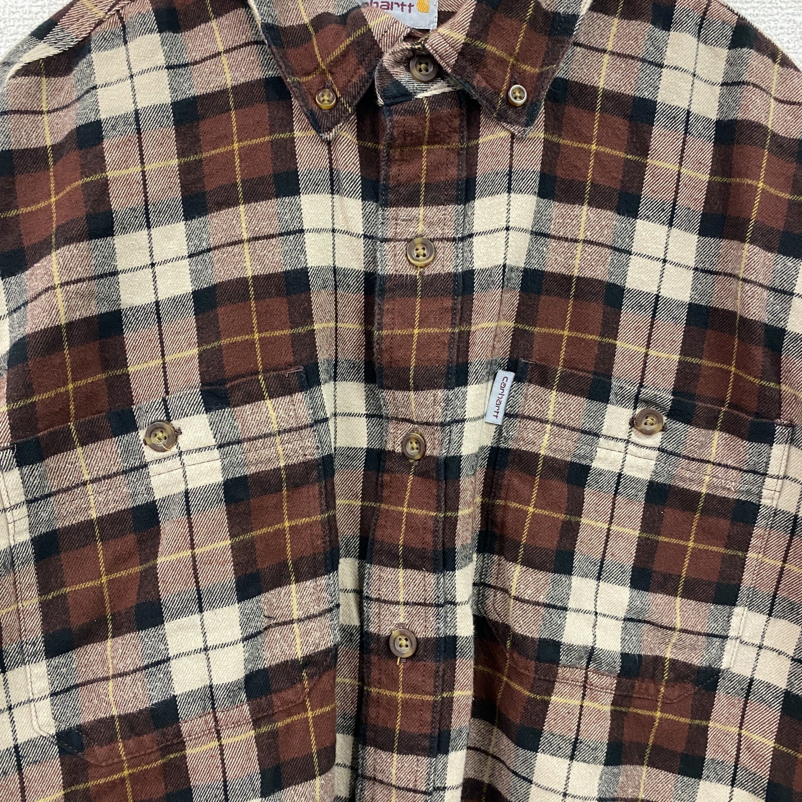 Carhartt　カーハート　長袖ネルシャツ　ボタンダウンシャツ　茶色　ブラウン　XLサイズ