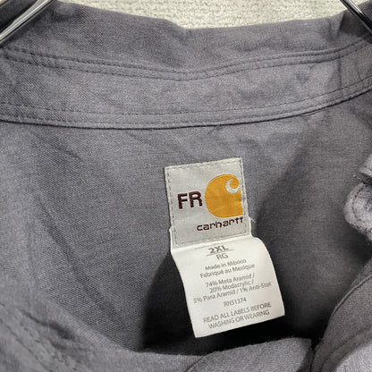 Carhartt　カーハート　長袖ワークシャツ　ボタンダウンシャツ　ダブルポケット　灰色　グレー　2XLサイズ