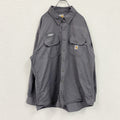 Carhartt　カーハート　長袖ワークシャツ　ボタンダウンシャツ　ダブルポケット　灰色　グレー　2XLサイズ