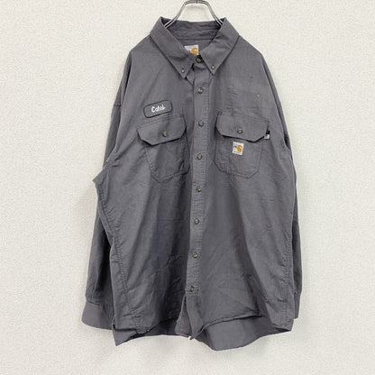 Carhartt　カーハート　長袖ワークシャツ　ボタンダウンシャツ　ダブルポケット　灰色　グレー　2XLサイズ