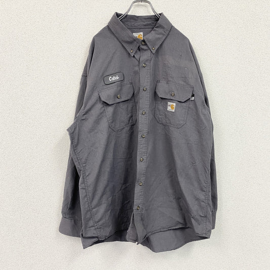 Carhartt　カーハート　長袖ワークシャツ　ボタンダウンシャツ　ダブルポケット　灰色　グレー　2XLサイズ