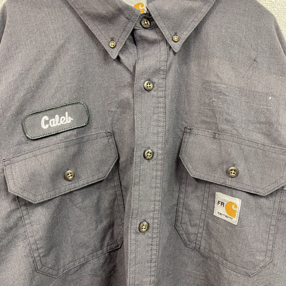 Carhartt　カーハート　長袖ワークシャツ　ボタンダウンシャツ　ダブルポケット　灰色　グレー　2XLサイズ