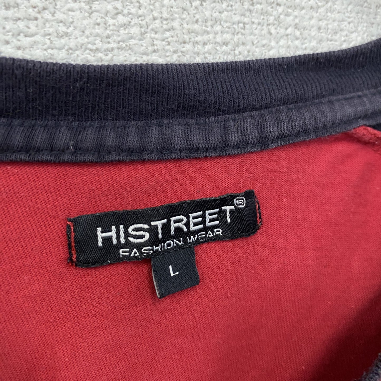 HISTREET　半袖プリントTシャツ　ラグランT　赤　レッド　Lサイズ