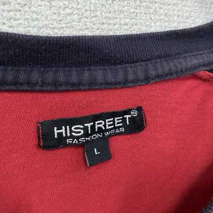 HISTREET　半袖プリントTシャツ　ラグランT　赤　レッド　Lサイズ