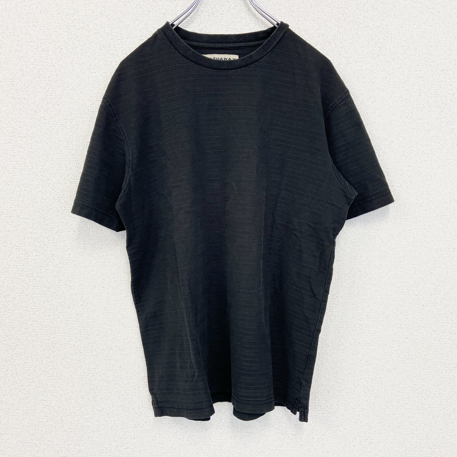 古着 used　HATHAWAY ハサウェイ 　半袖シンプルTシャツ　ノームコア　無地　黒　スポーツウェア　クルーネック　Sサイズ