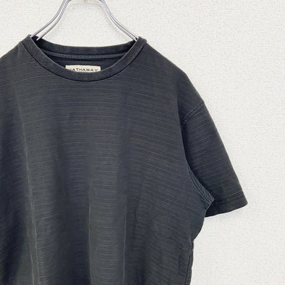 古着 used　HATHAWAY ハサウェイ 　半袖シンプルTシャツ　ノームコア　無地　黒　スポーツウェア　クルーネック　Sサイズ
