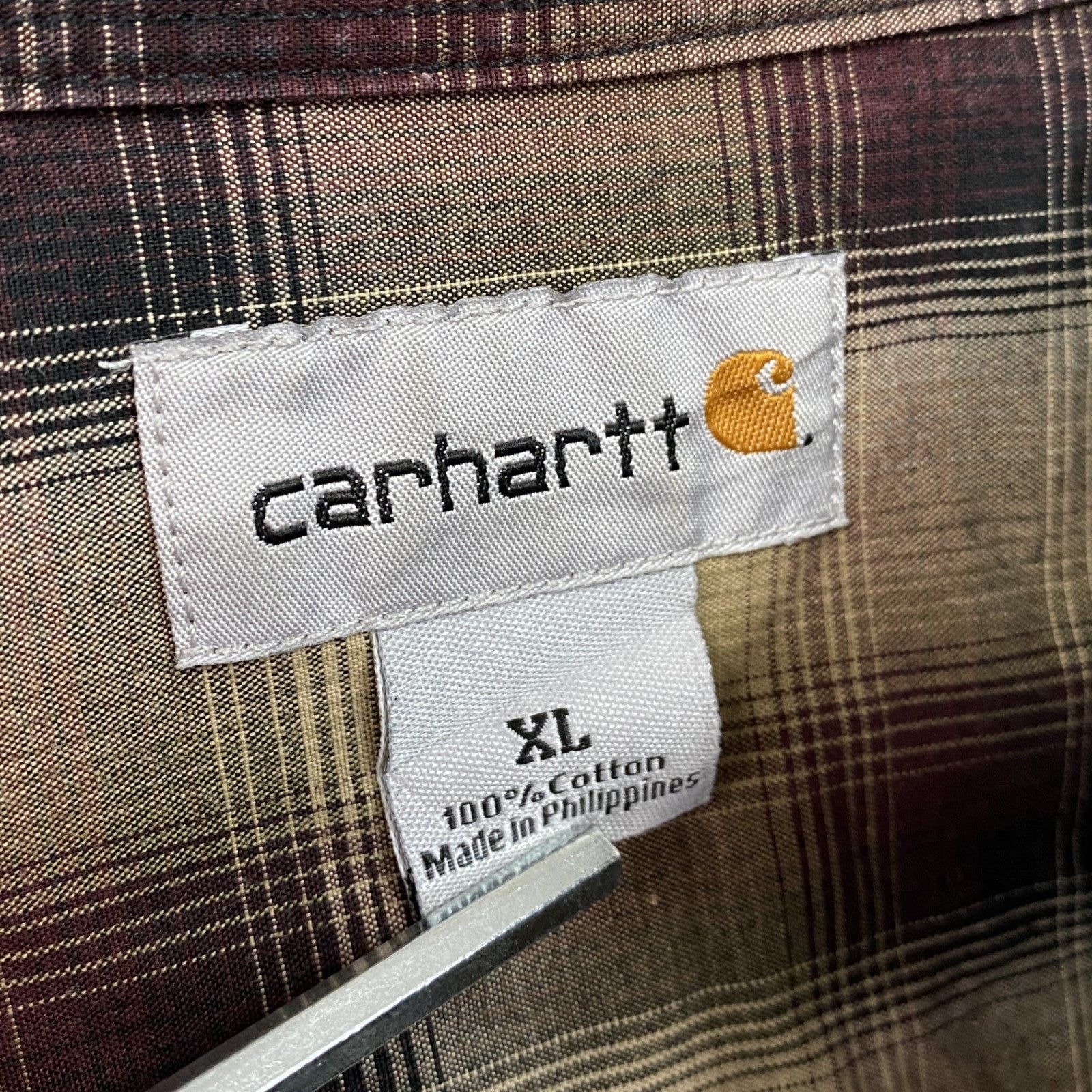 Carhartt　カーハート　長袖ボタンダウンシャツ　オンブレチェック　ベージュ　XLサイズ