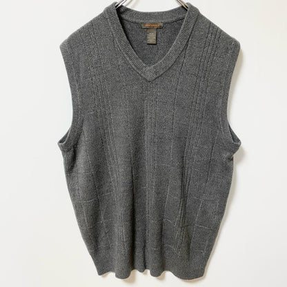 古着 used　DOCKERS ドッカーズ　Vネックニットベスト　レトロデザイン　ノームコア　チャコールグレー　Mサイズ