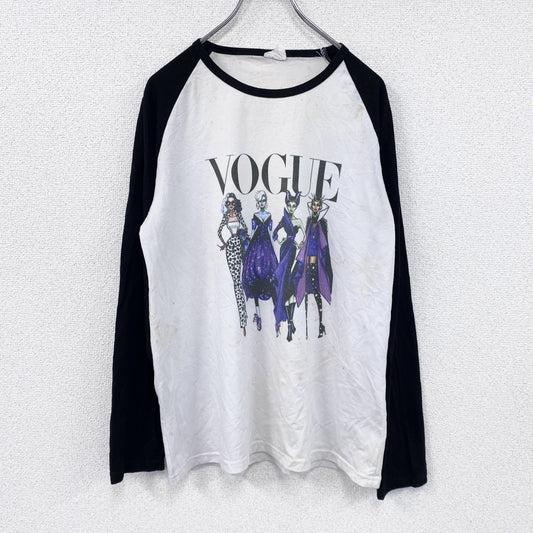 Laiwang　VOGUE　長袖Tシャツ/ロンT　ラグランT　白　ホワイト　XLサイズ