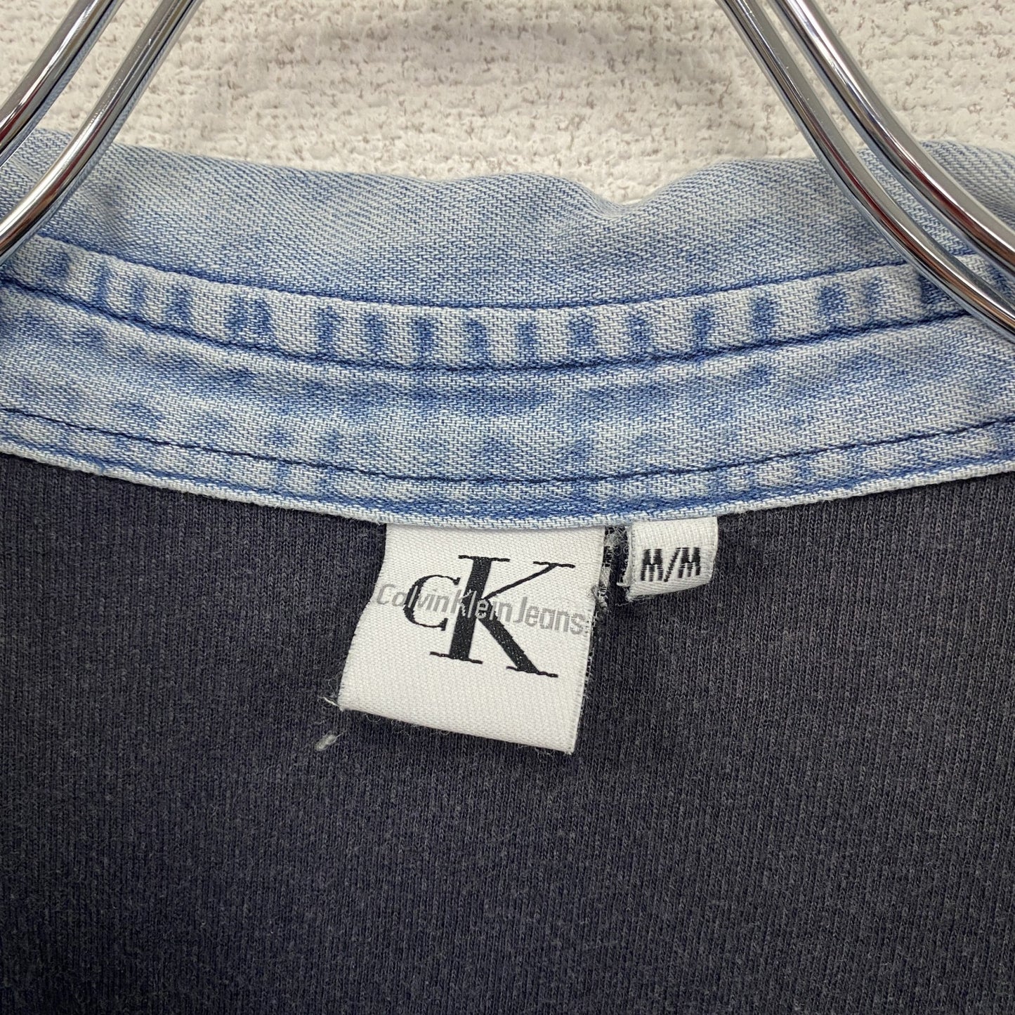 90s～　Colvin Klein Jeans　カルバンクラインジーンズ　半袖ポロシャツ　紺　ネイビー　Mサイズ
