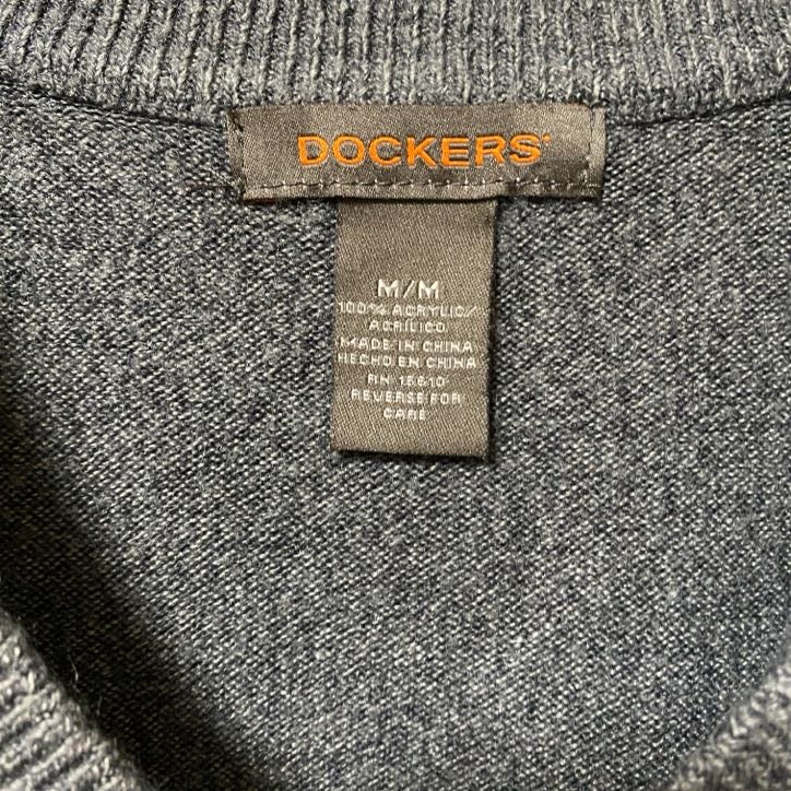 古着 used　DOCKERS ドッカーズ　Vネックニットベスト　レトロデザイン　ノームコア　チャコールグレー　Mサイズ