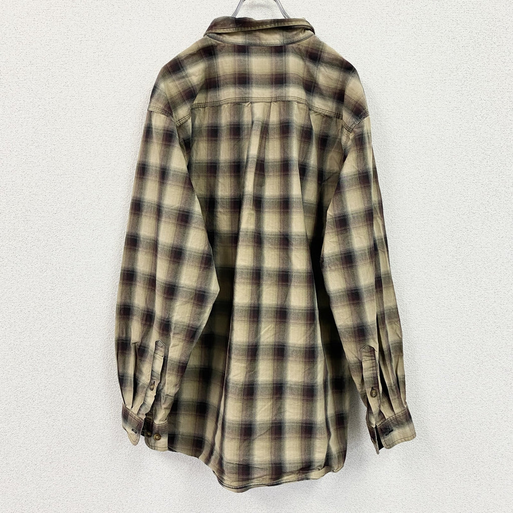 Carhartt　カーハート　長袖ボタンダウンシャツ　オンブレチェック　ベージュ　XLサイズ