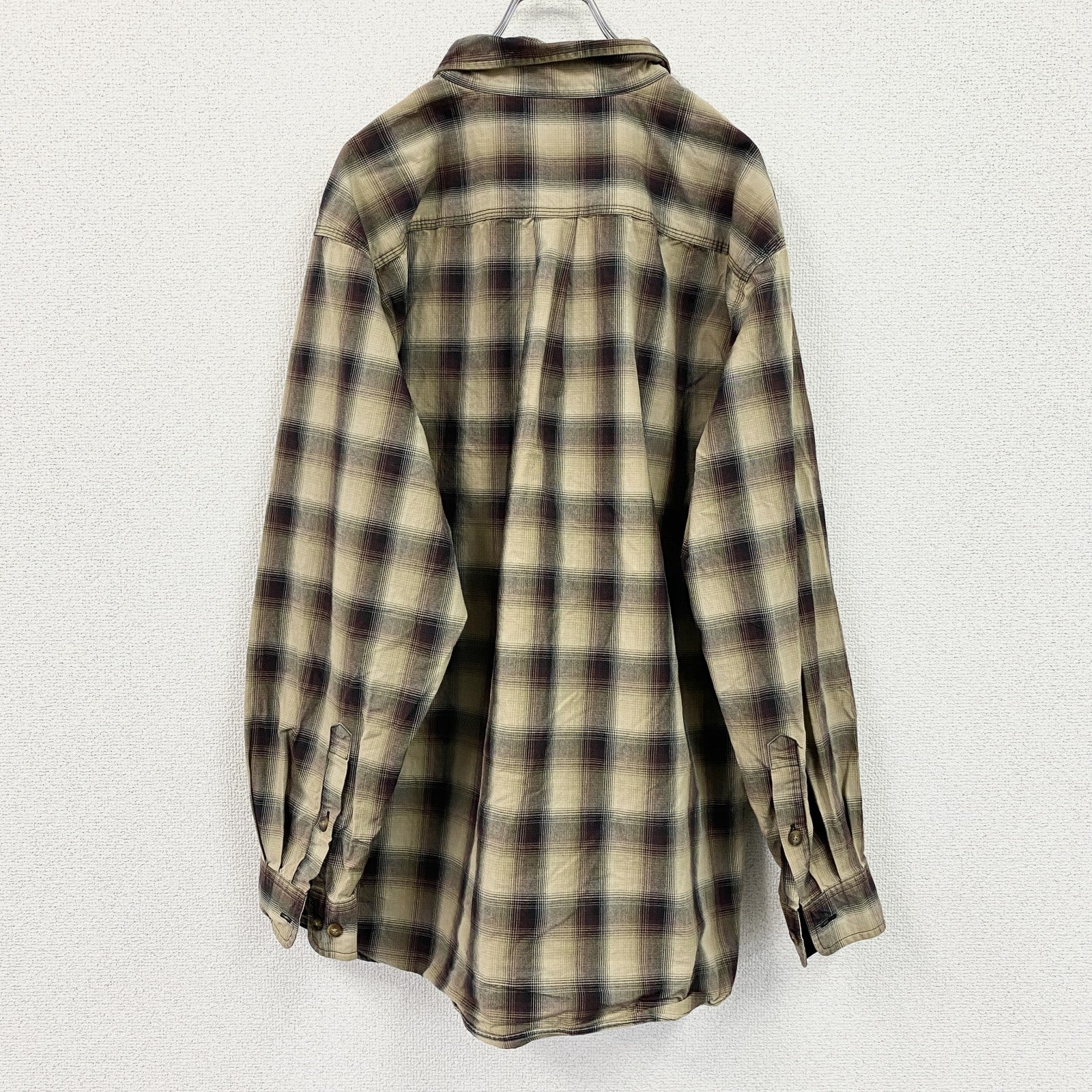 Carhartt　カーハート　長袖ボタンダウンシャツ　オンブレチェック　ベージュ　XLサイズ