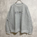 古着 used　GEAR ギア　USMC　長袖スウェット　トレーナー　ラインリブ　グレー　アメリカ海兵隊　XLサイズ