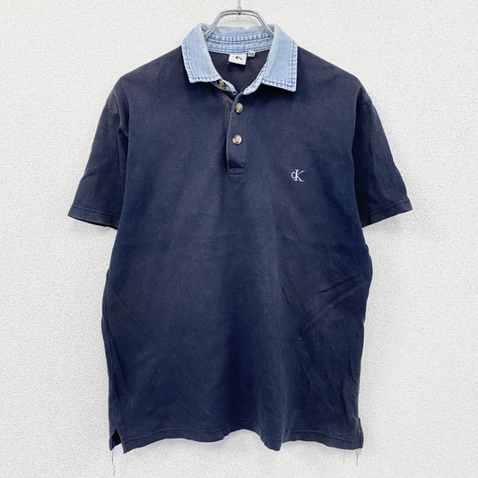 90s～　Colvin Klein Jeans　カルバンクラインジーンズ　半袖ポロシャツ　紺　ネイビー　Mサイズ