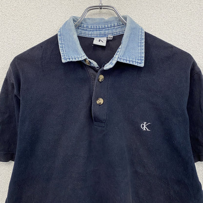 90s～　Colvin Klein Jeans　カルバンクラインジーンズ　半袖ポロシャツ　紺　ネイビー　Mサイズ