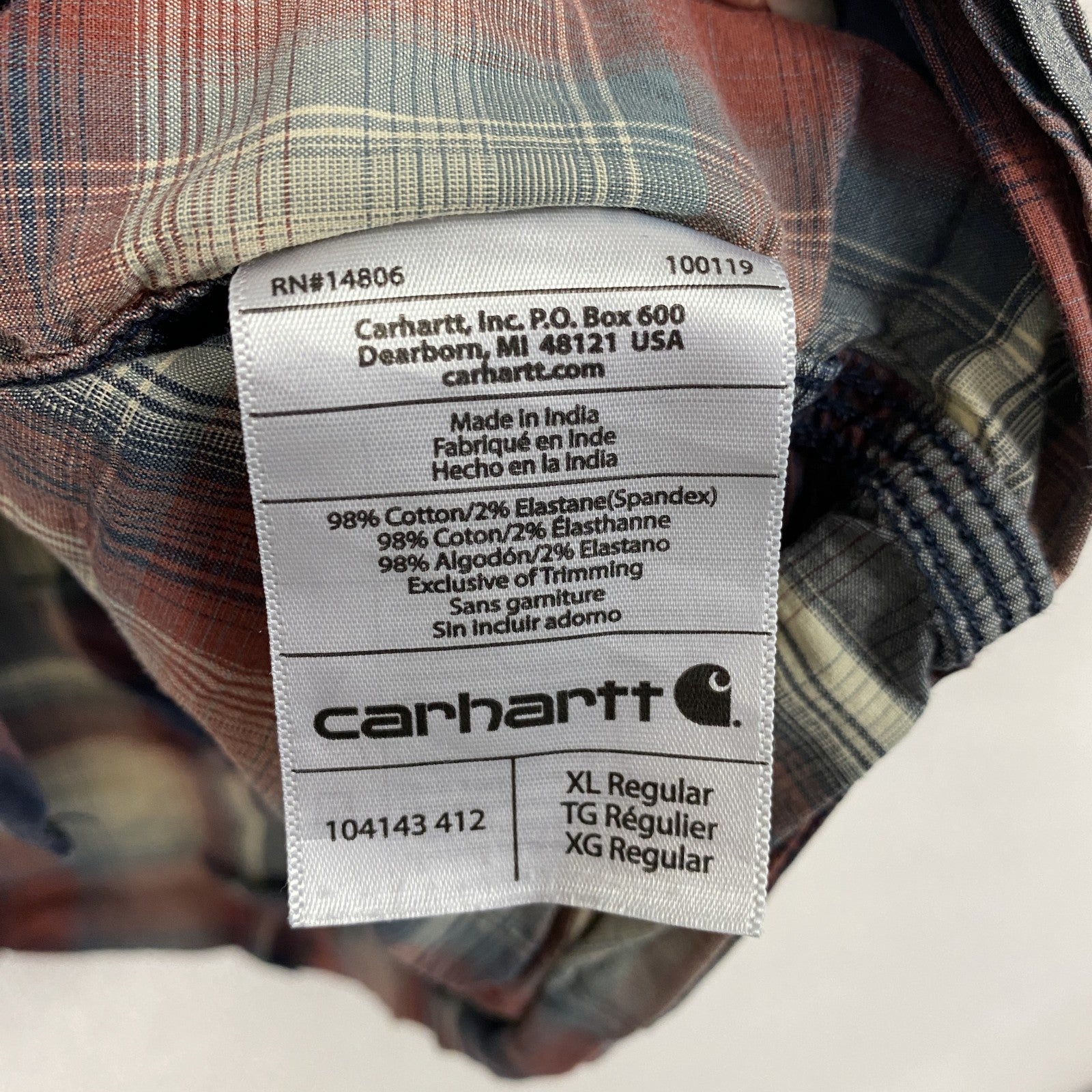 Carhartt　カーハート　長袖シャツ　ダブルポケットシャツ　マルチチェック　赤　レッド　XLサイズ