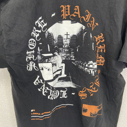 古着 used　champion チャンピオン　半袖バンドTシャツ　バックプリント　ローナ ショア　黒　クルーネック　Lサイズ