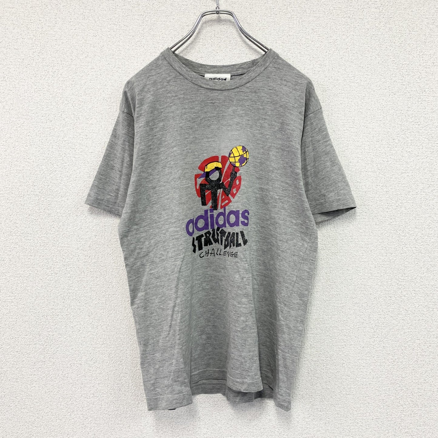 adidas　アディダス　半袖プリントTシャツ　グレー　Mサイズ
