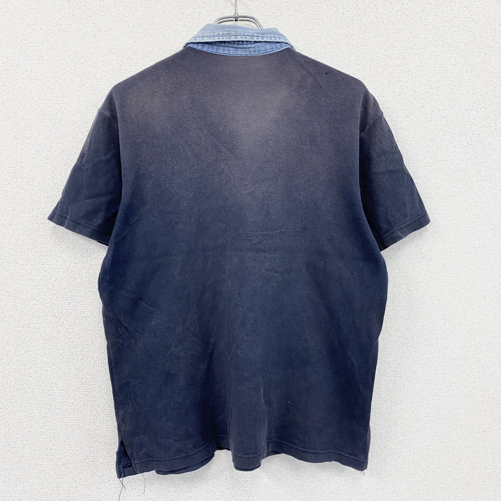 90s～　Colvin Klein Jeans　カルバンクラインジーンズ　半袖ポロシャツ　紺　ネイビー　Mサイズ