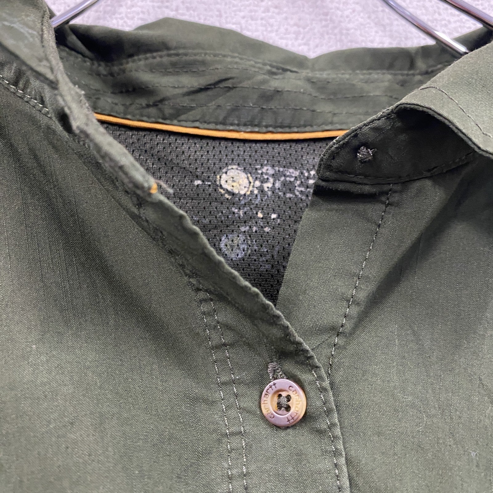 Carhartt　カーハート　長袖ワークシャツ　ダブルポケット　マチ付　緑　グリーン　XLサイズ
