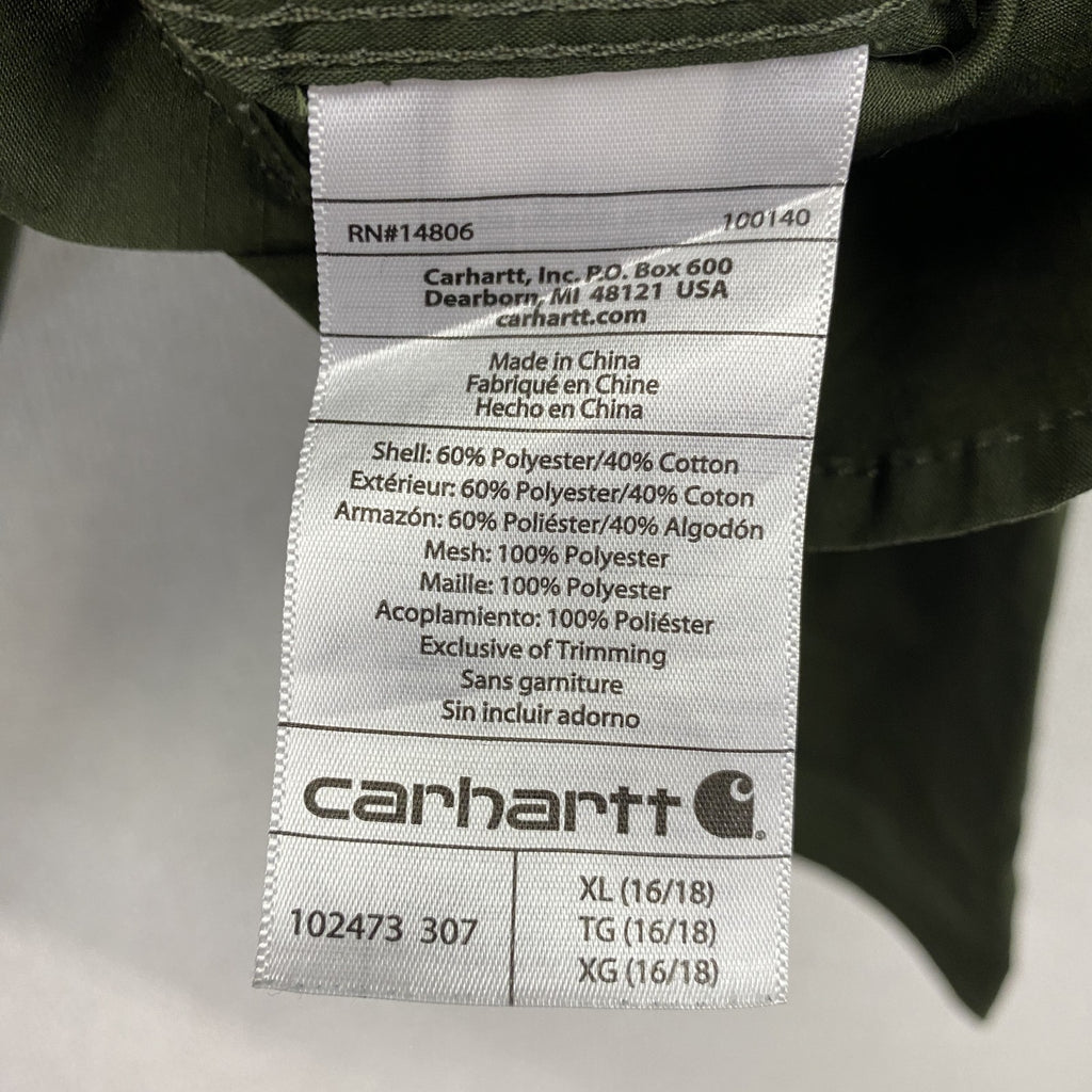 Carhartt　カーハート　長袖ワークシャツ　ダブルポケット　マチ付　緑　グリーン　XLサイズ