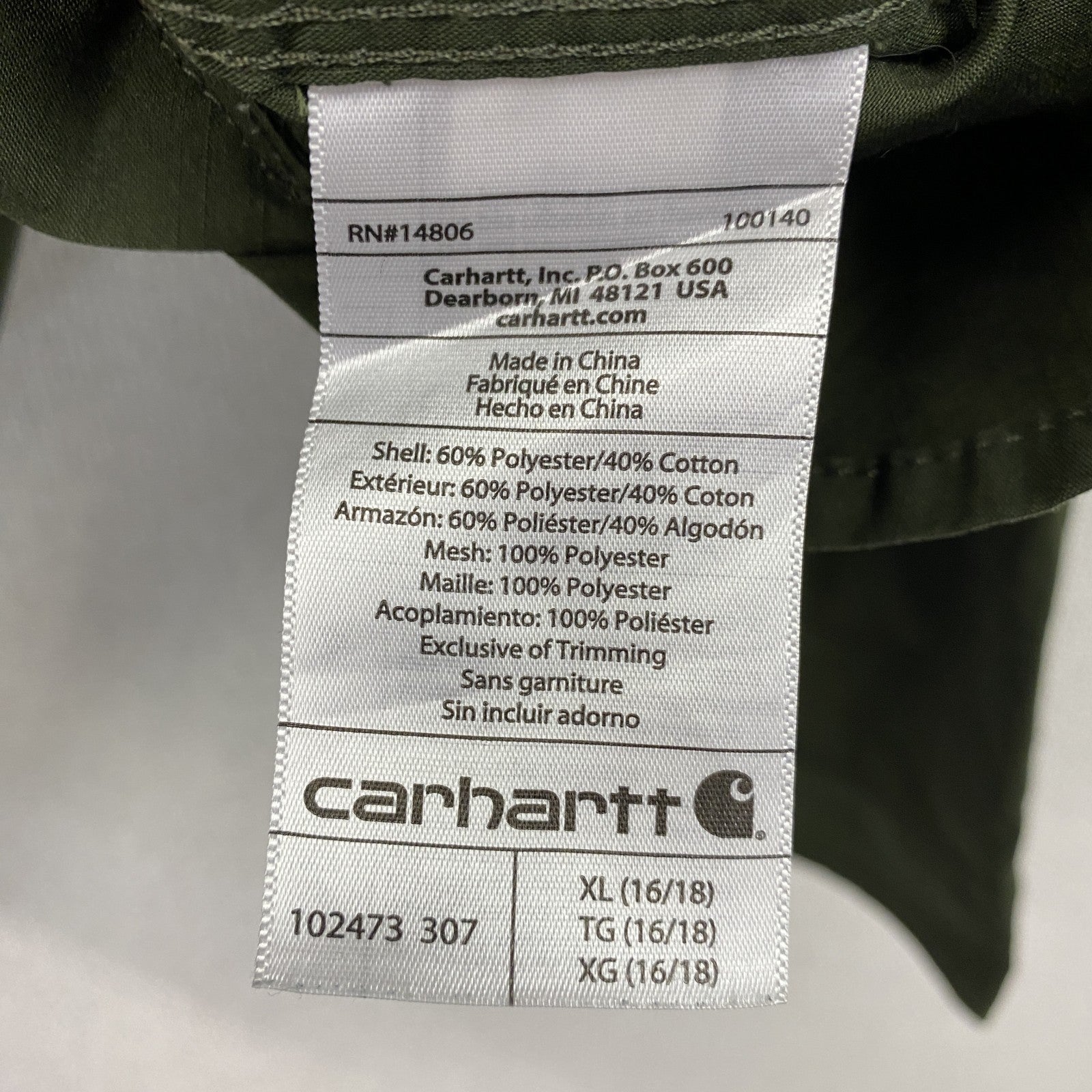 Carhartt　カーハート　長袖ワークシャツ　ダブルポケット　マチ付　緑　グリーン　XLサイズ