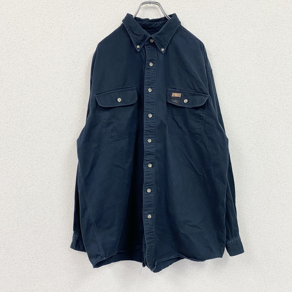 Carhartt　カーハート　長袖ボタンダウンシャツ　ダブルポケットシャツ　紺　ネイビー　XLサイズ
