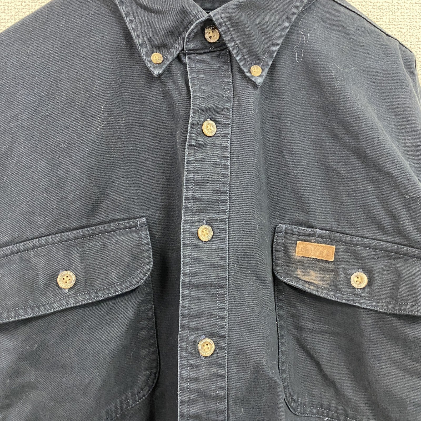 Carhartt　カーハート　長袖ボタンダウンシャツ　ダブルポケットシャツ　紺　ネイビー　XLサイズ