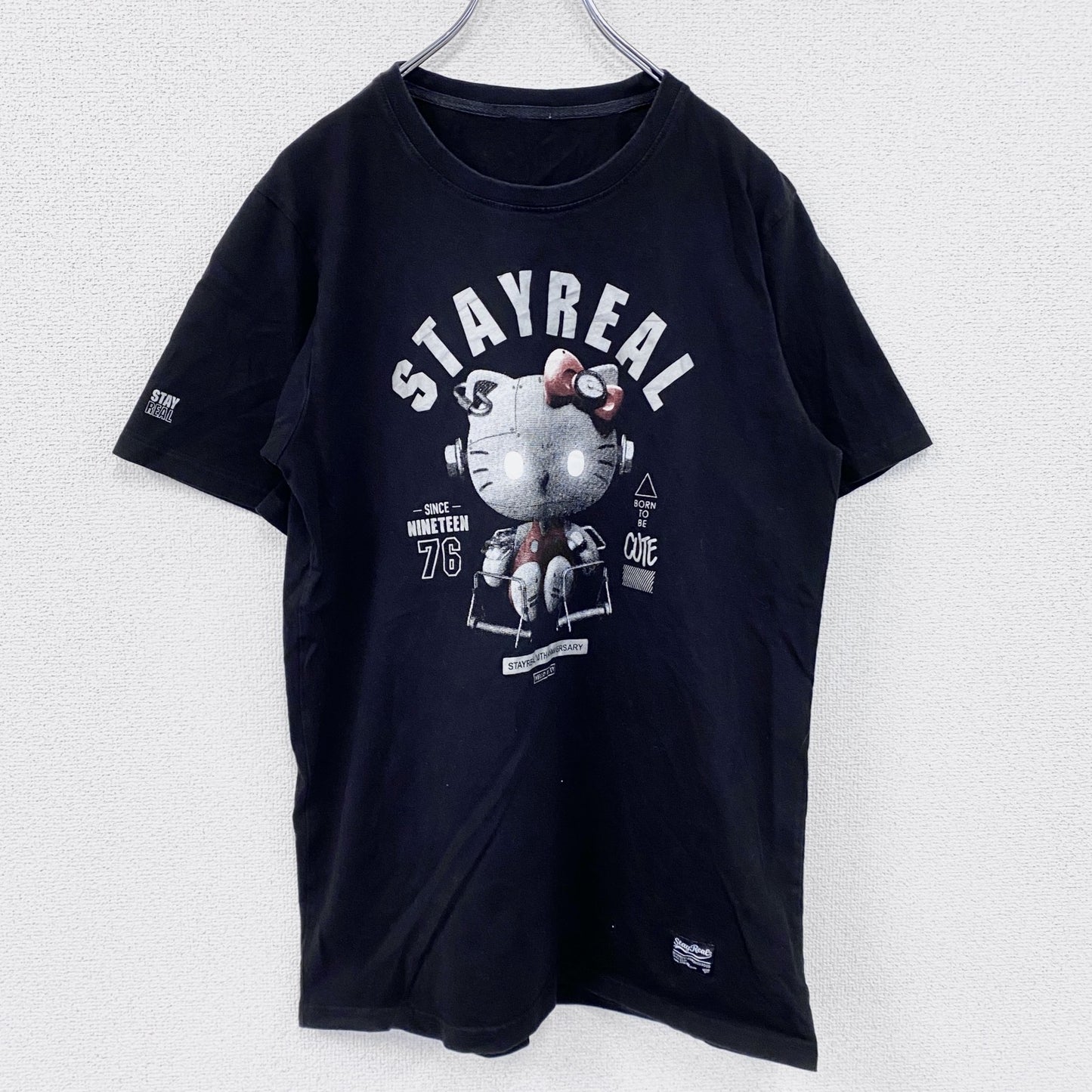 STAYREAL　Hello Kitty　ハローキティ　半袖プリントTシャツ　黒　ブラック