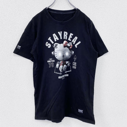 STAYREAL　Hello Kitty　ハローキティ　半袖プリントTシャツ　黒　ブラック