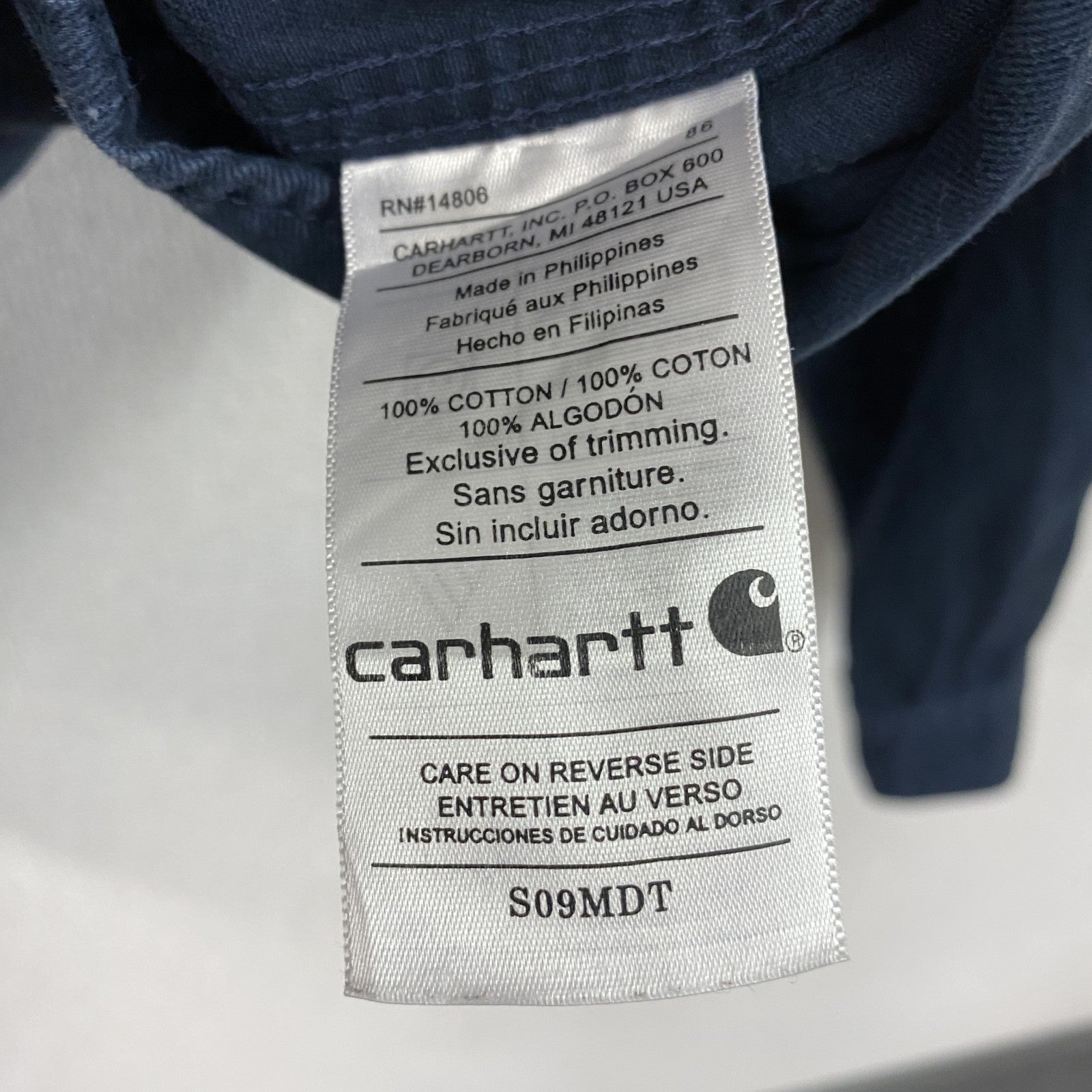 Carhartt　カーハート　長袖ボタンダウンシャツ　ダブルポケットシャツ　紺　ネイビー　XLサイズ