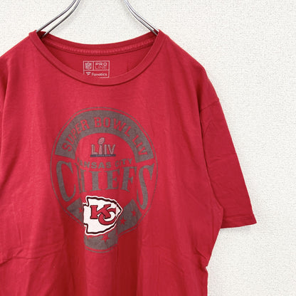 古着　used　PRO LINE　半袖プリントTシャツ　NFL　カンザスシティ チーフス　アメフト　KC　赤　XLサイズ