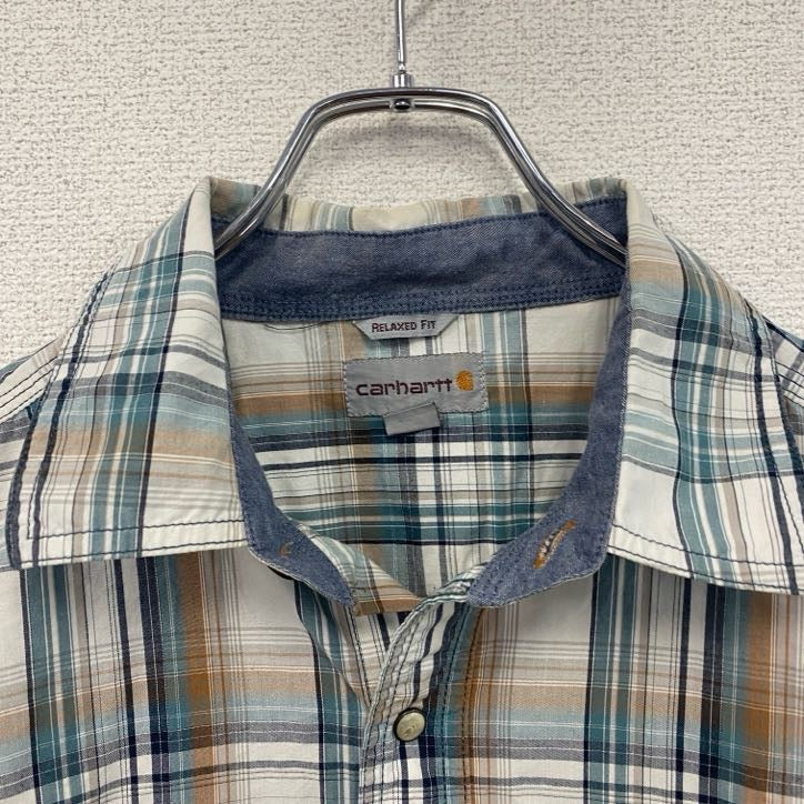Carhartt　カーハート　半袖チェックシャツ　ラウンドシャツ　マルチカラー　Lサイズ