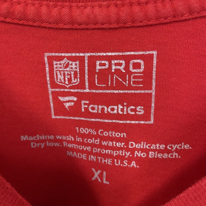 古着　used　PRO LINE　半袖プリントTシャツ　NFL　カンザスシティ チーフス　アメフト　KC　赤　XLサイズ