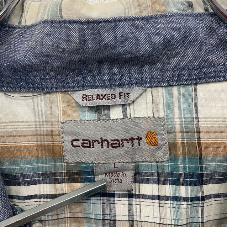 Carhartt　カーハート　半袖チェックシャツ　ラウンドシャツ　マルチカラー　Lサイズ