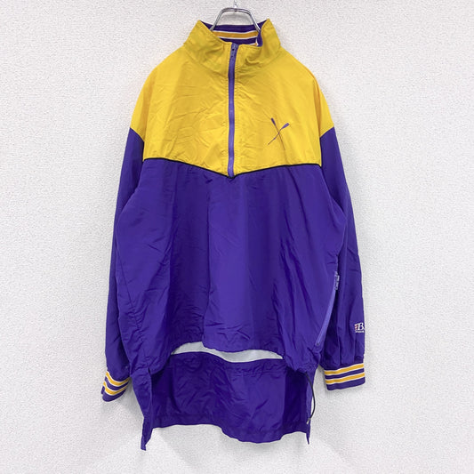 80s～　BOATHOUSE　ハーフジップナイロンプルオーバージャケット　イエロー　パープル　XLサイズ