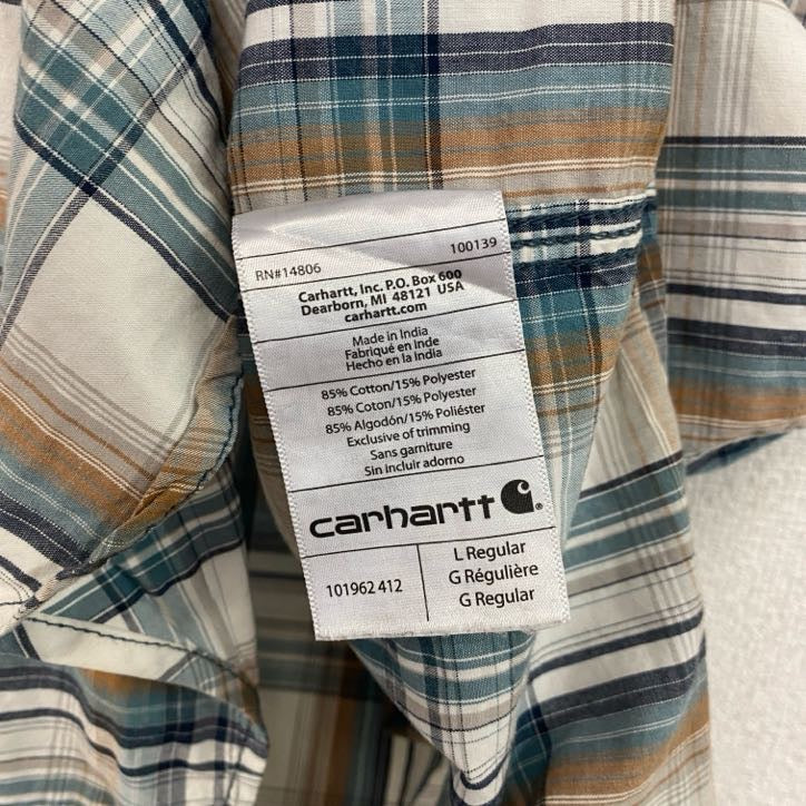 Carhartt　カーハート　半袖チェックシャツ　ラウンドシャツ　マルチカラー　Lサイズ