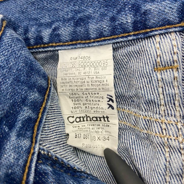 Carhartt　カーハート　デニムパンツ　ジッパーフライ　レザーパッチ　インディゴ　W38