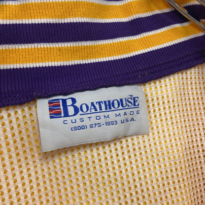 80s～　BOATHOUSE　ハーフジップナイロンプルオーバージャケット　イエロー　パープル　XLサイズ