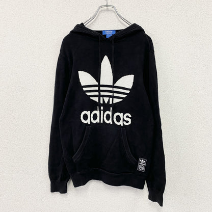 adidas　アディダス　コットンニットパーカー/フーディー　黒　ブラック　Sサイズ　