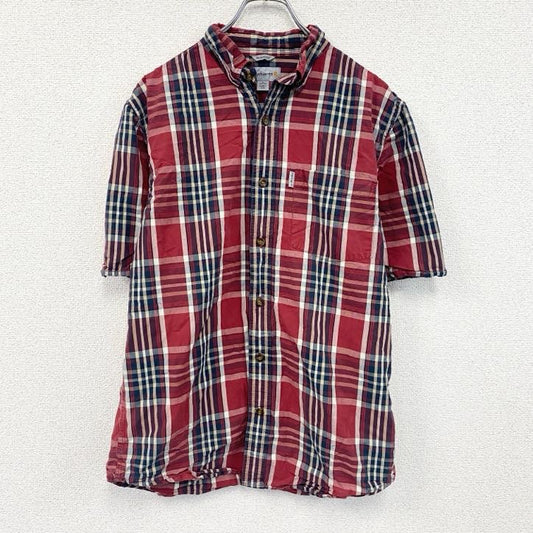 Carhartt　カーハート　半袖チェックシャツ　ラウンドシャツ　赤　レッド　Mサイズ