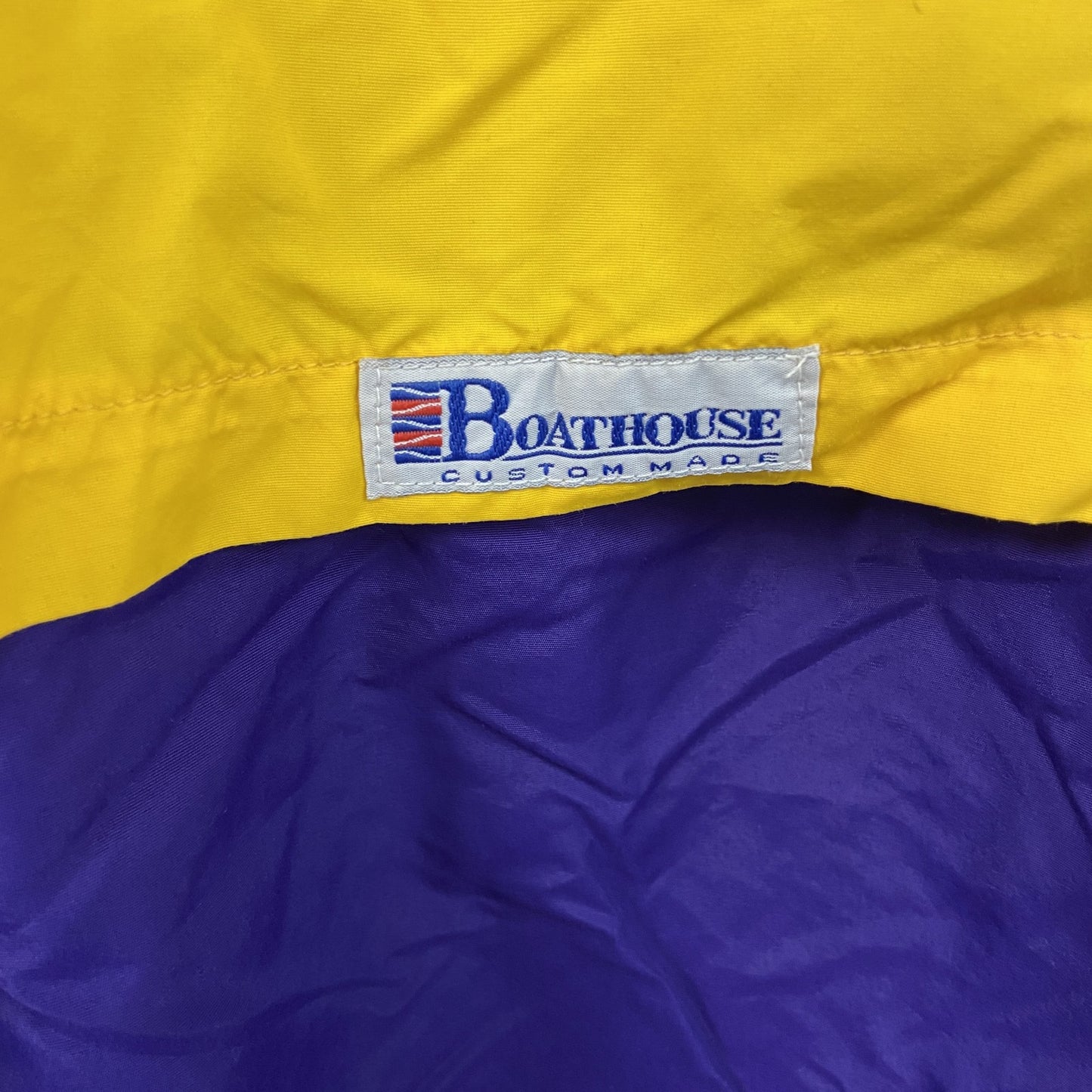 80s～　BOATHOUSE　ハーフジップナイロンプルオーバージャケット　イエロー　パープル　XLサイズ