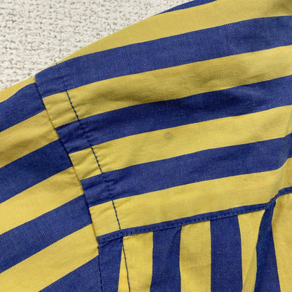 TOMMY HILFIGER　トミーヒルフィガー　半袖ボタンダウンシャツ　刺繍ロゴ　ストライプ柄　黄色　イエロー　ブルー　Mサイズ