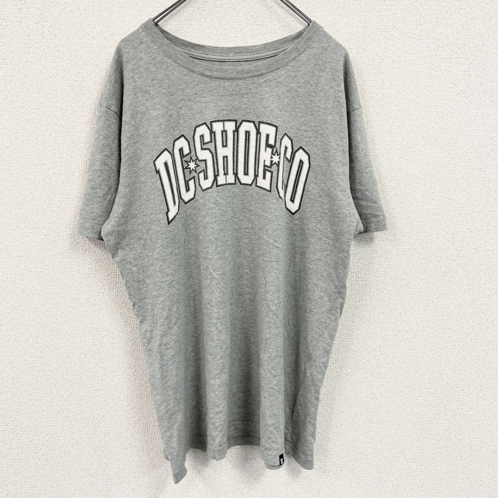 DC SHOES　ディーシーシューズ　半袖プリントTシャツ　アーチプリント　デカロゴ　灰色　グレー　Lサイズ