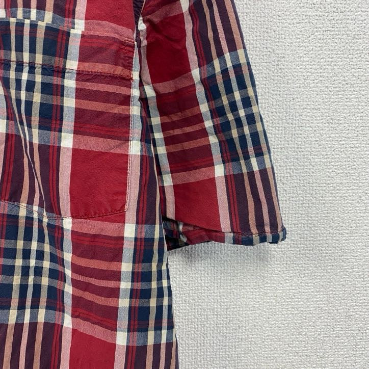 Carhartt　カーハート　半袖チェックシャツ　ラウンドシャツ　赤　レッド　Mサイズ