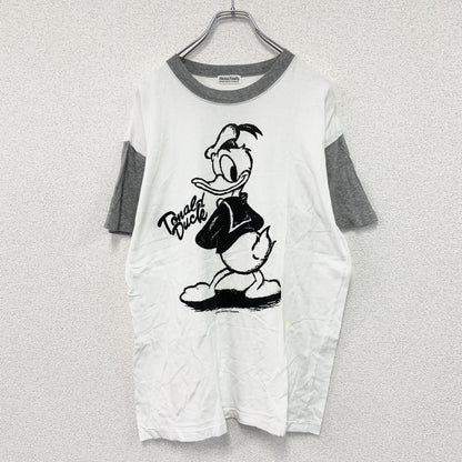 Disney　ディズニー　Mickey Family　ドナルドダック　半袖プリントTシャツ　シングルステッチ　白　ホワイト　グレー